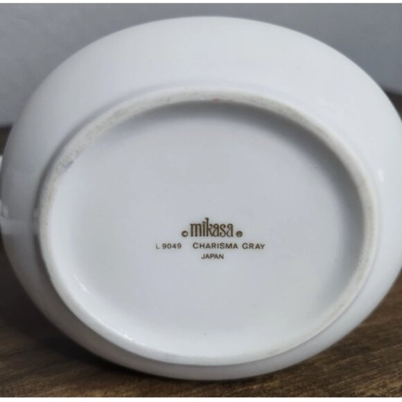 MIKASA Charisma Gray L9049 Creamer and Sugar Bowl w/Lid Floral Gold Trim Japan - Picture 12 of 14